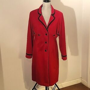 Julian Taylor Women's Button Down Red With Black Trim Dress, Size 8